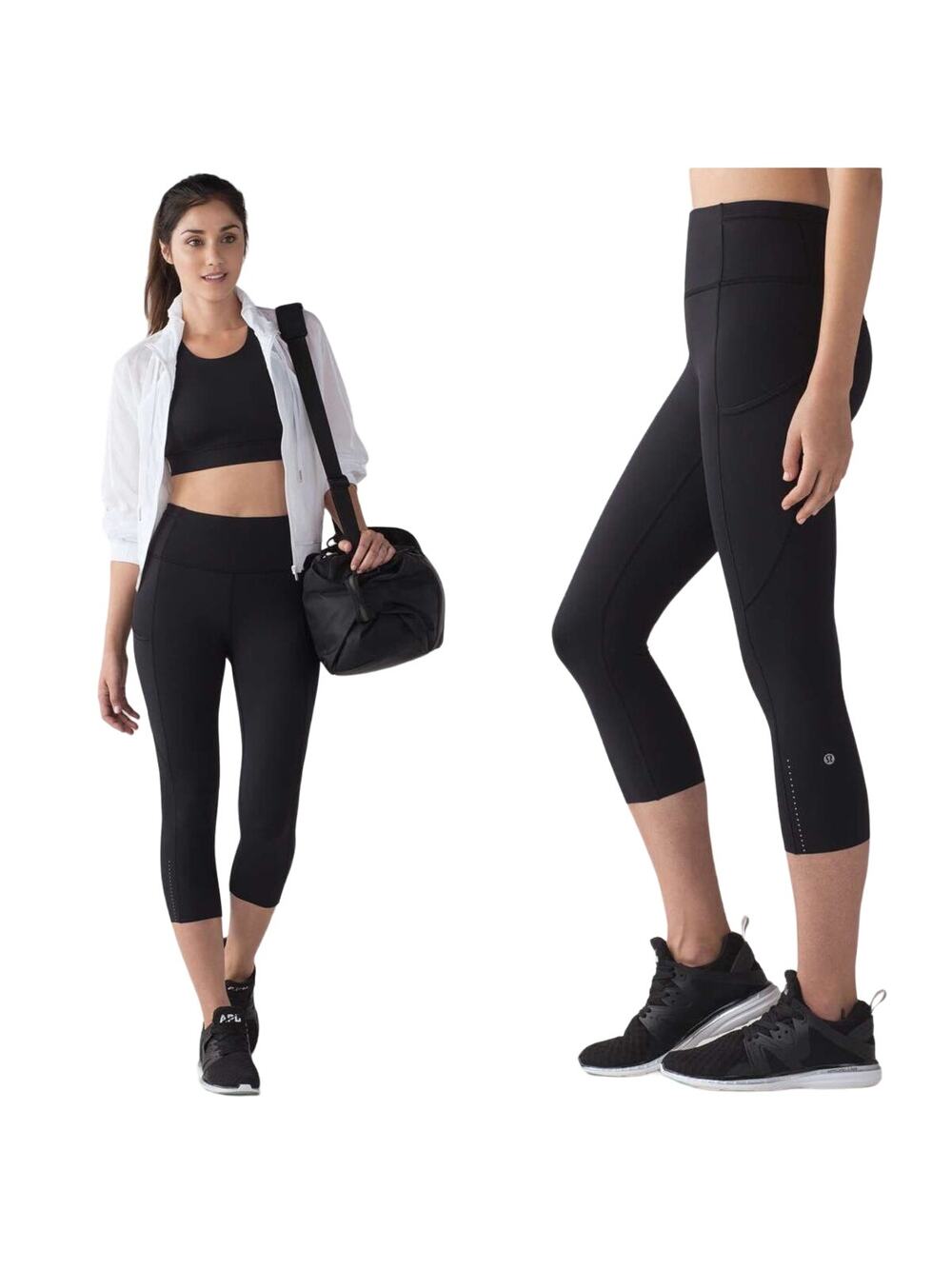 Lululemon Fast & Free Crop II *Nulux 19" Black Size 2 #W6AKHS Run Gym Workout